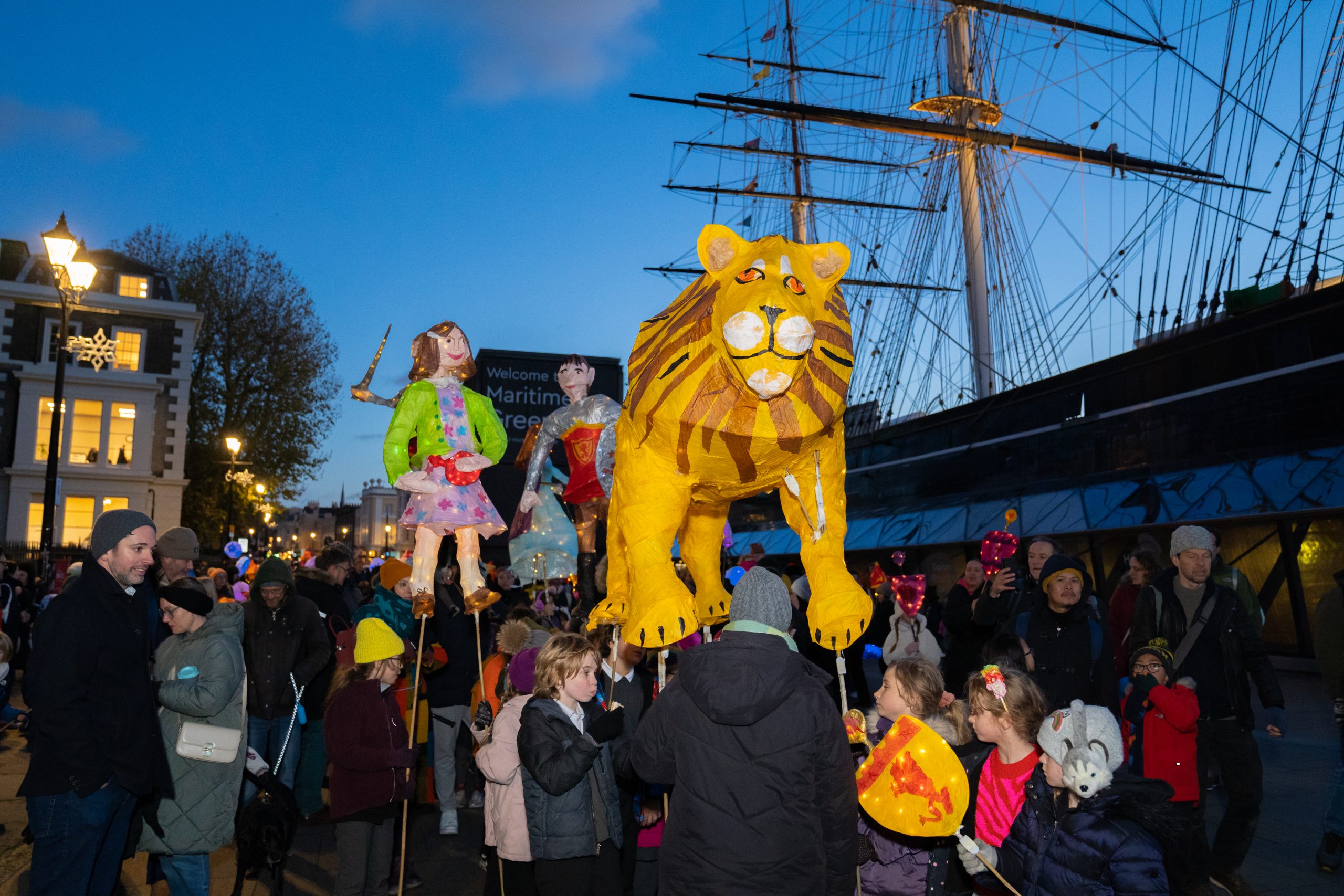 Greenwich Market Lantern Parade through Greenwich beside Cutty Sark