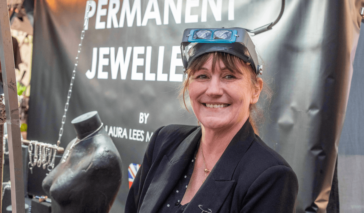 Portrait photograph of Laura Lees Morgan, a permanent jewellery expert in Greenwich Market