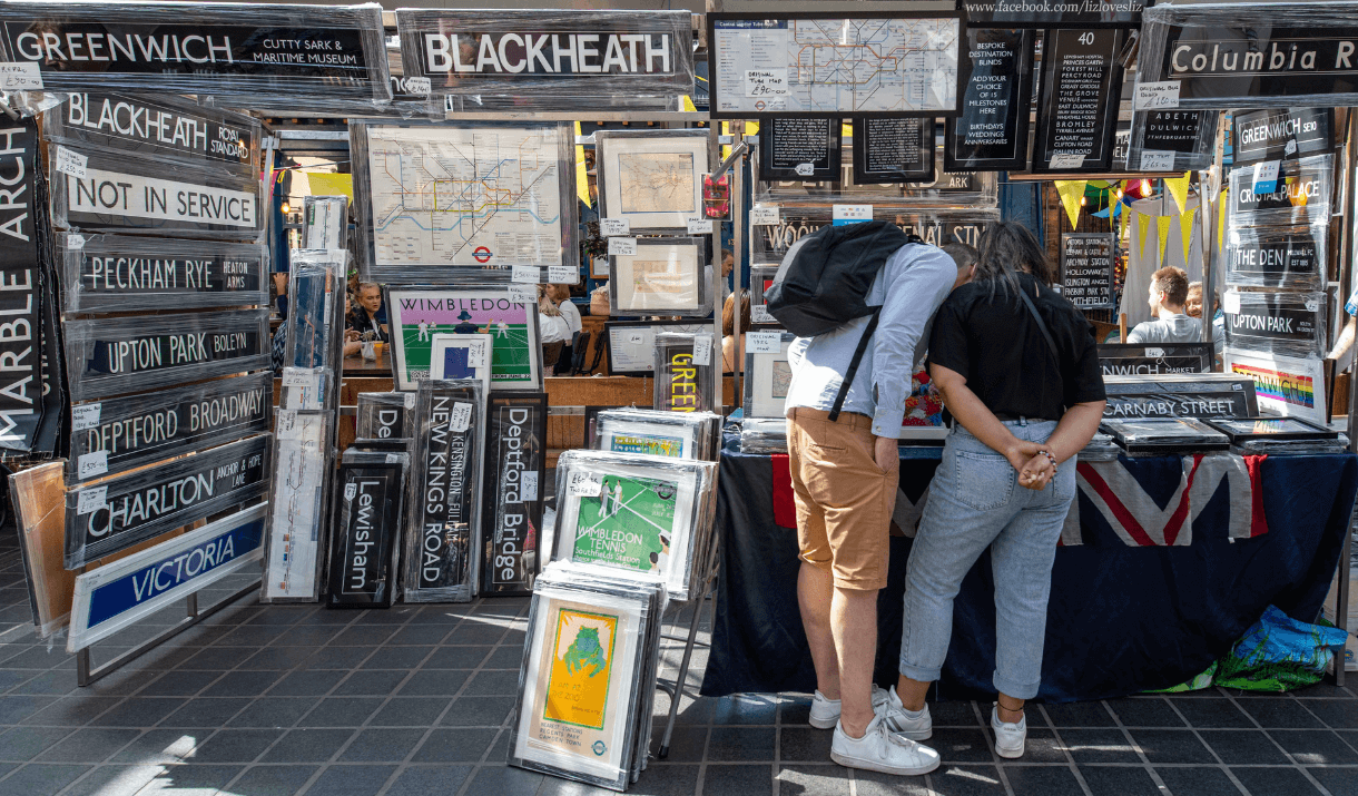 Photograph of some of "Liz Loves Liz" products at their stall in Greenwich Market